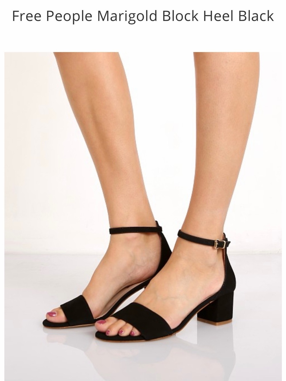 Free People Black Suede Ankle-Strap Block Heels